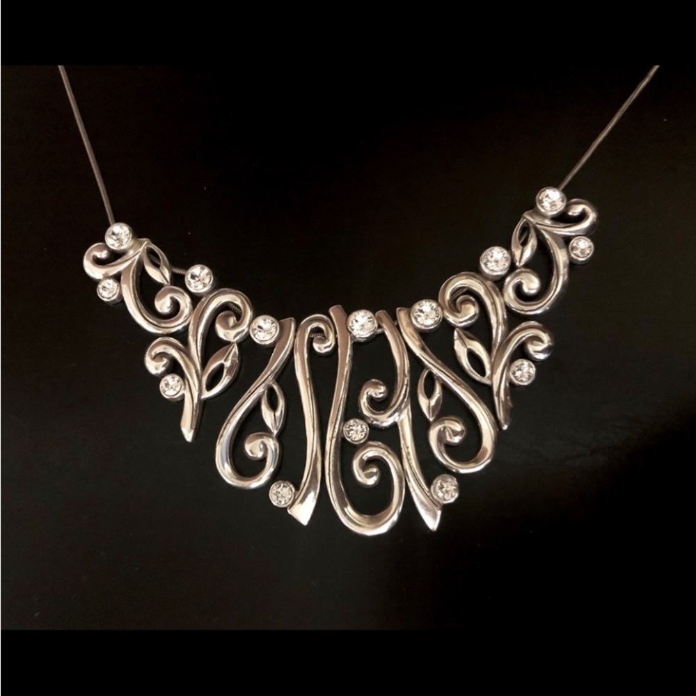 BRIGHTON COLLAR SILVER NECKLACE W/ A UNIQUE WOVEN LINK DESIGN. - Picture 3 of 8